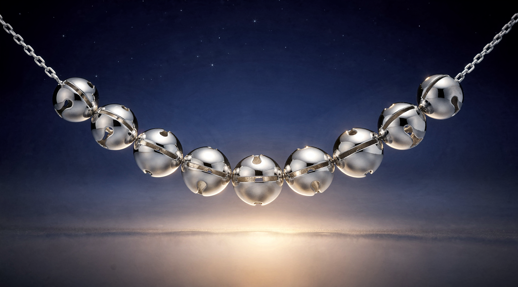 A necklace of nine silver bells